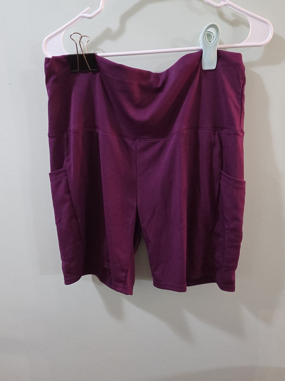 Women's High-Waist Active Bicyle Short with Side Pockets - Plum